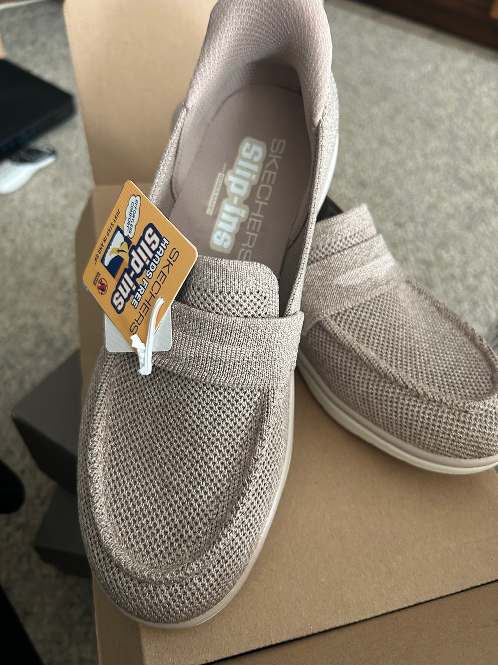 Skechers Slip-Ins Knit Slip-On Flats in Taupe